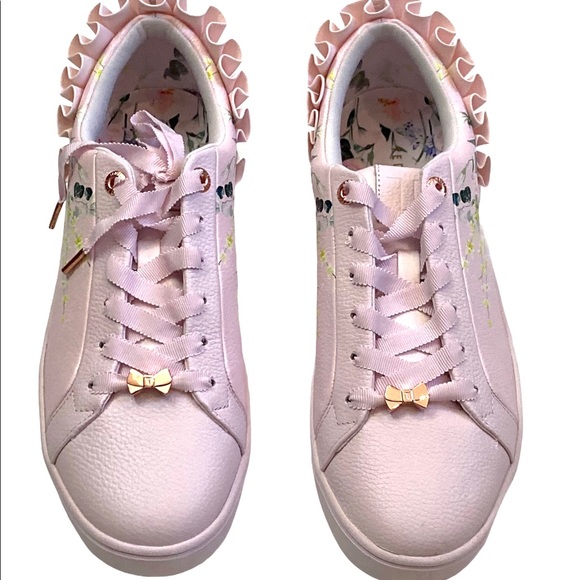 Ted Baker Astrina Floral Leather Ruffle Sneaker - Picture 2 of 6